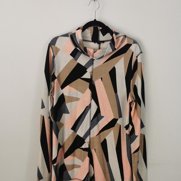 COS Geometric Print Long Sleeve Turtleneck Roll Neck Top Pink Grey Size Large - Picture 7 of 7